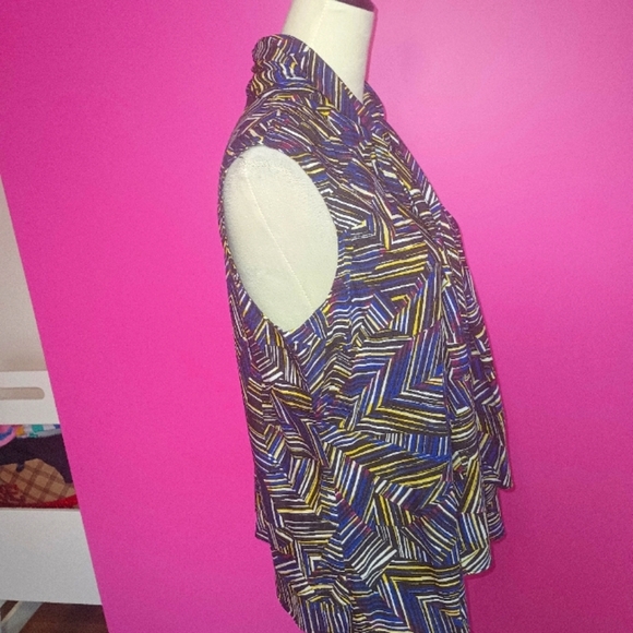 Evan Picone Ladies Striped Split Front Tie Summer Blouse (Size Large) - Picture 7 of 8